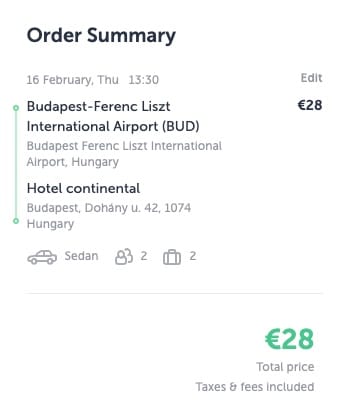 budapest airport to city centre price