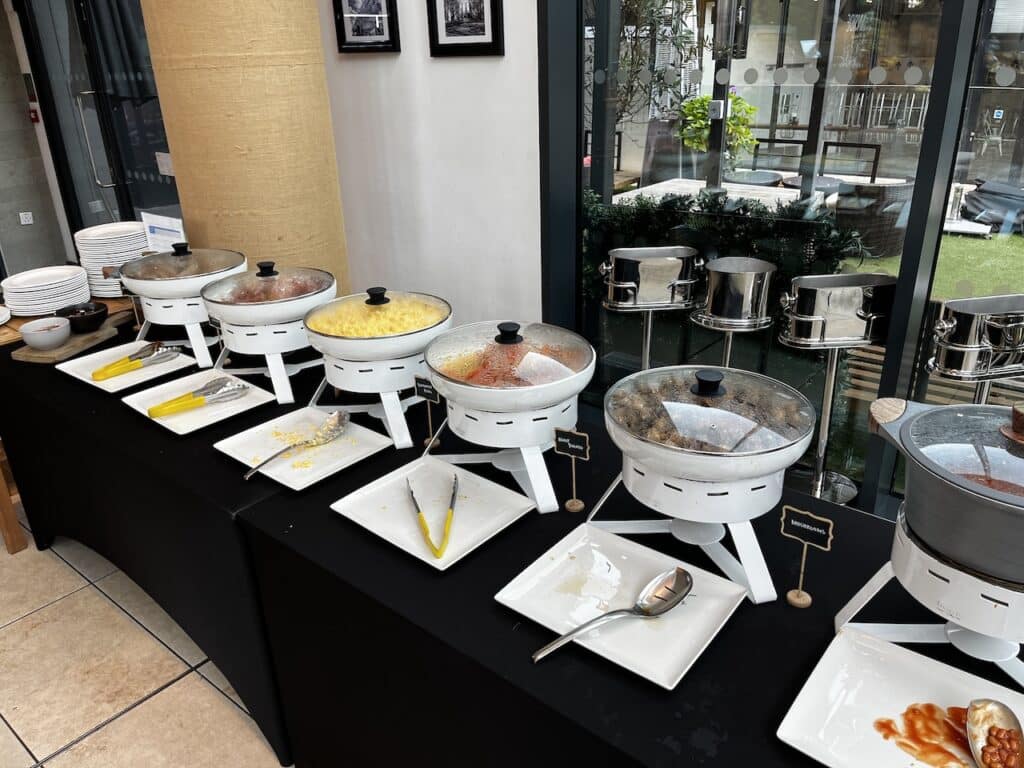 Breakfast buffet at the hotel in Manchester City Centre