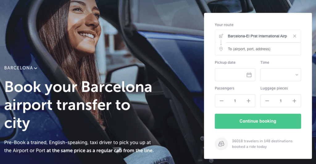 Pre-booked taxi from Barcelona airport to city center hotel
