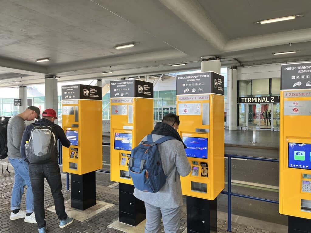 public transport ticket machines prague airport