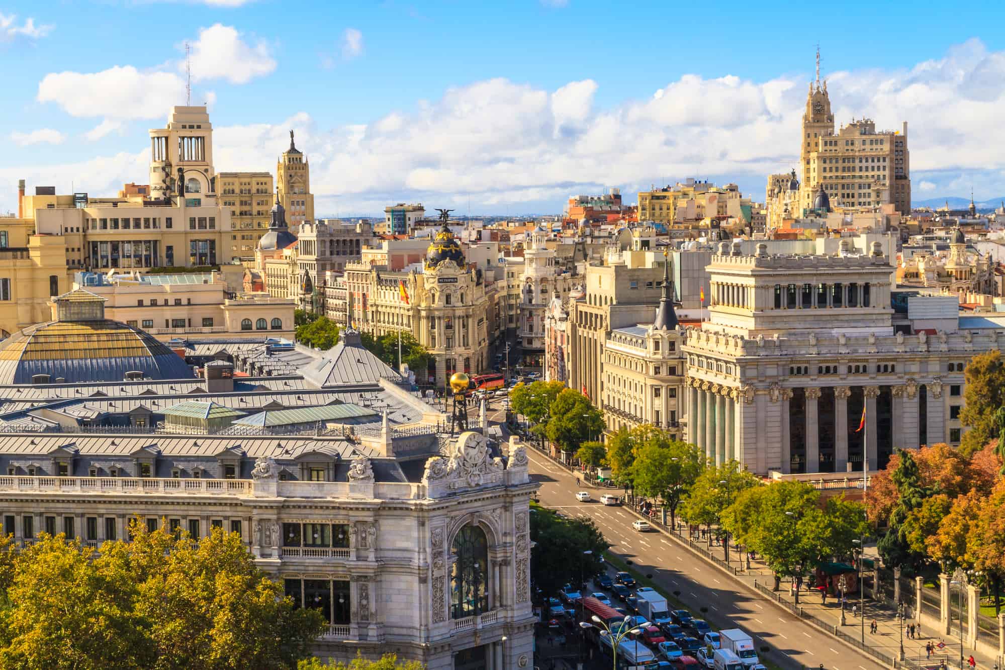 Aerial view of Madrid city centre and Gran Vía