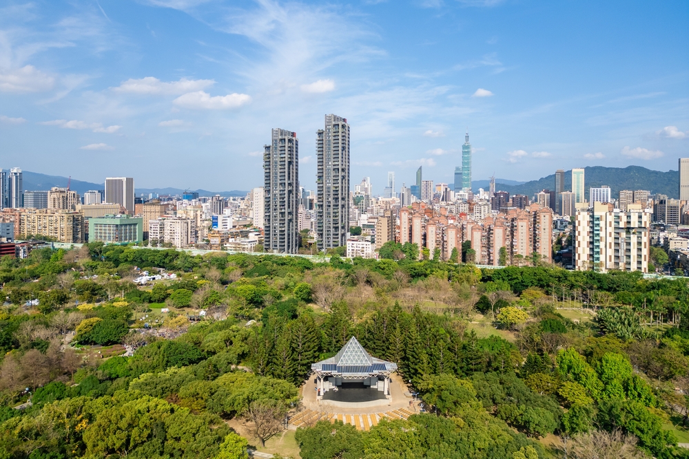 Aerial view of Da'an Forest Park in Taipei
