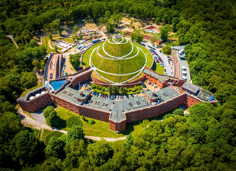 Aerial view of Kościuszko Mound in Krakow
