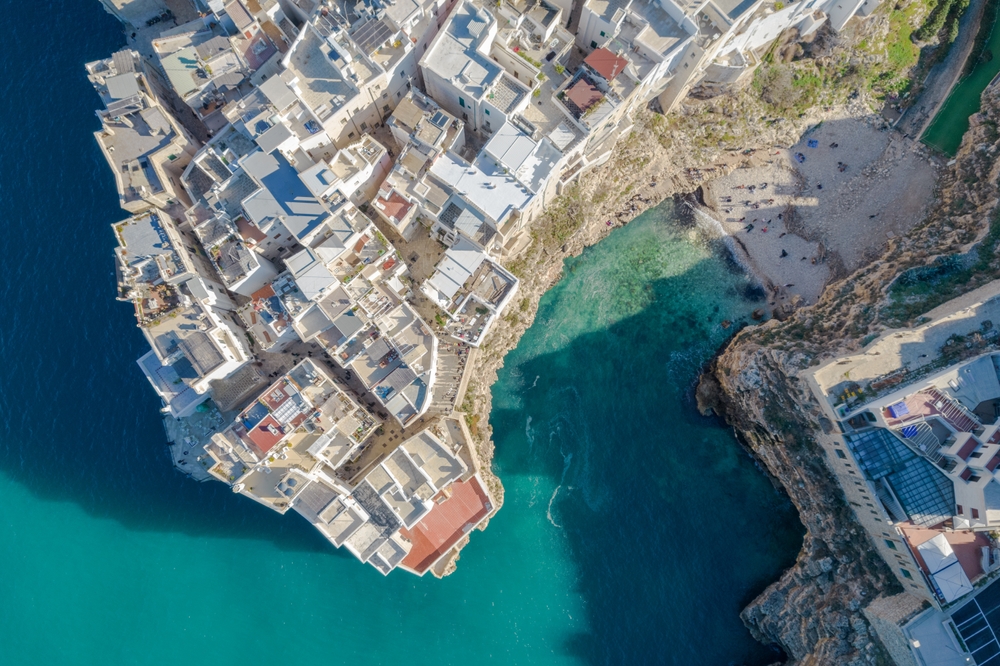 Aerial view of Polignano a Mare in Puglia