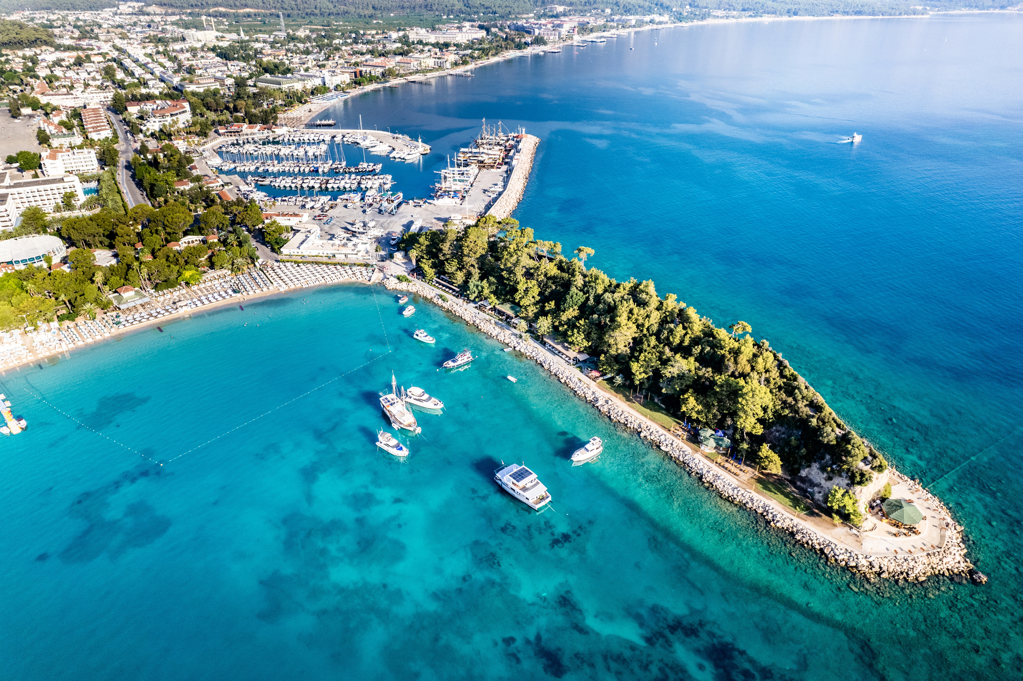 Aerial view of the harbour in Kemer