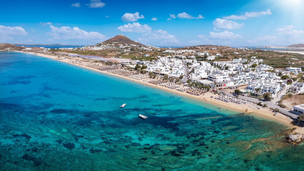 Aerial view of Agios Prokopios beach on Naxos