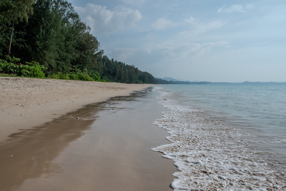 Bang Sak Beach north of Khao Lak with golden sand and clear water