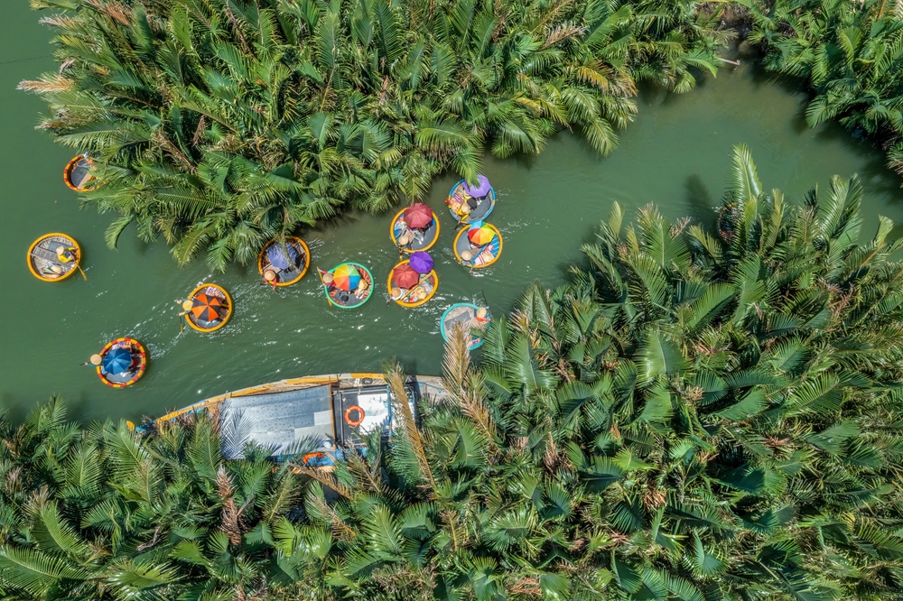 Basket boats in the Bay Mau coconut forest in Cam Thanh near Hoi An