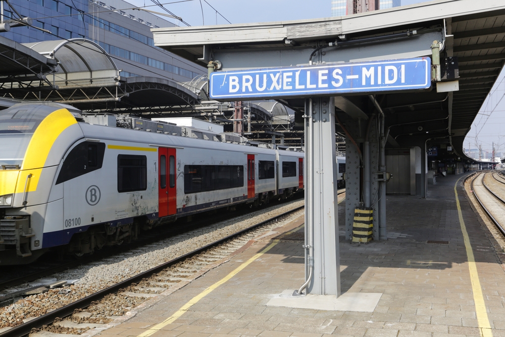 Tracks and trains at Bruxelles-Midi station in Brussels