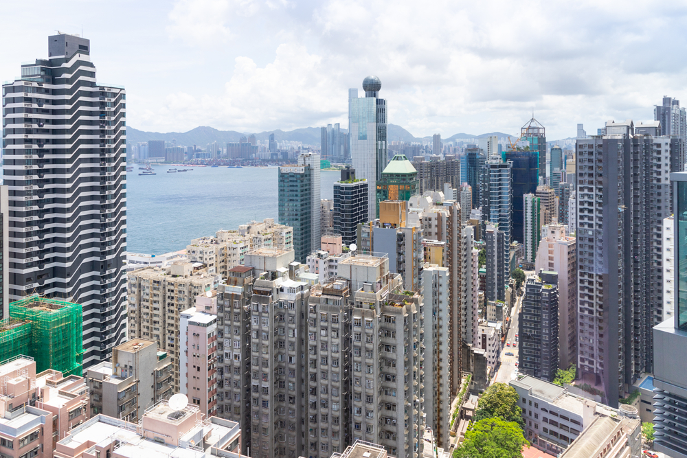Commercial and residential buildings in Sheung Wan on Hong Kong Island