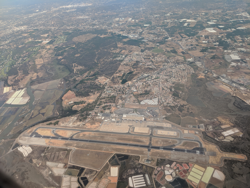 Faro Airport in the Algarve seen from a plane