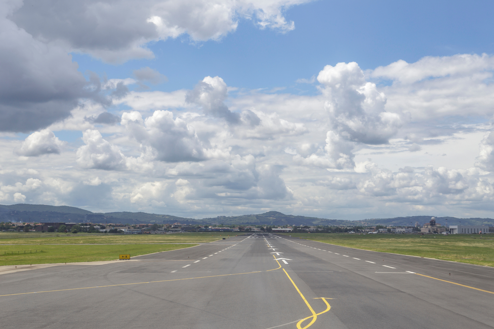 The runway at Florence Airport in Tuscany