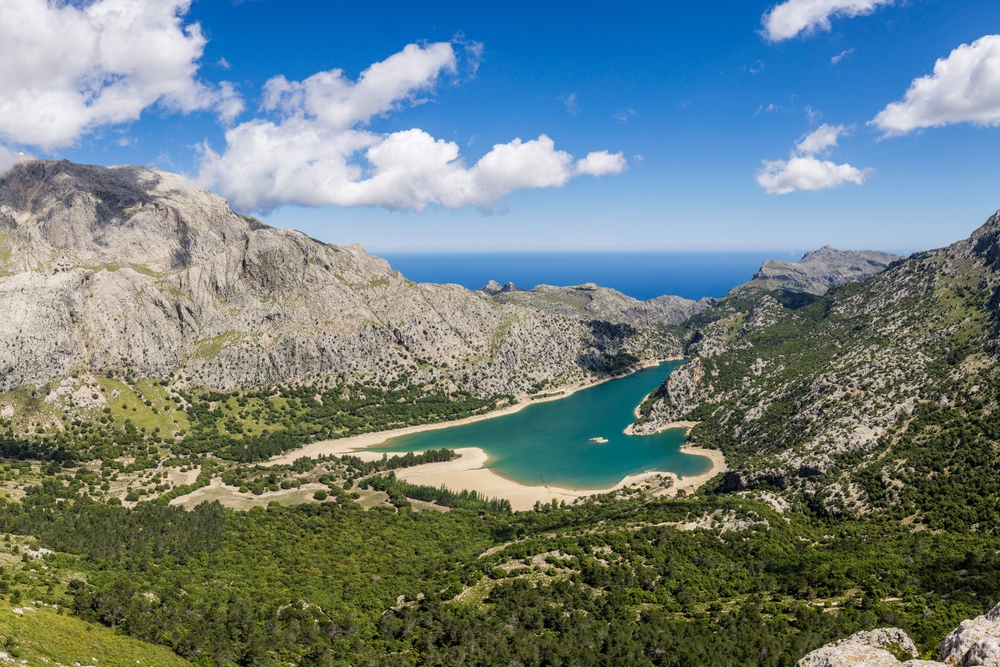 Gorg Blau lake and Puig Major in the Serra de Tramuntana in Mallorca