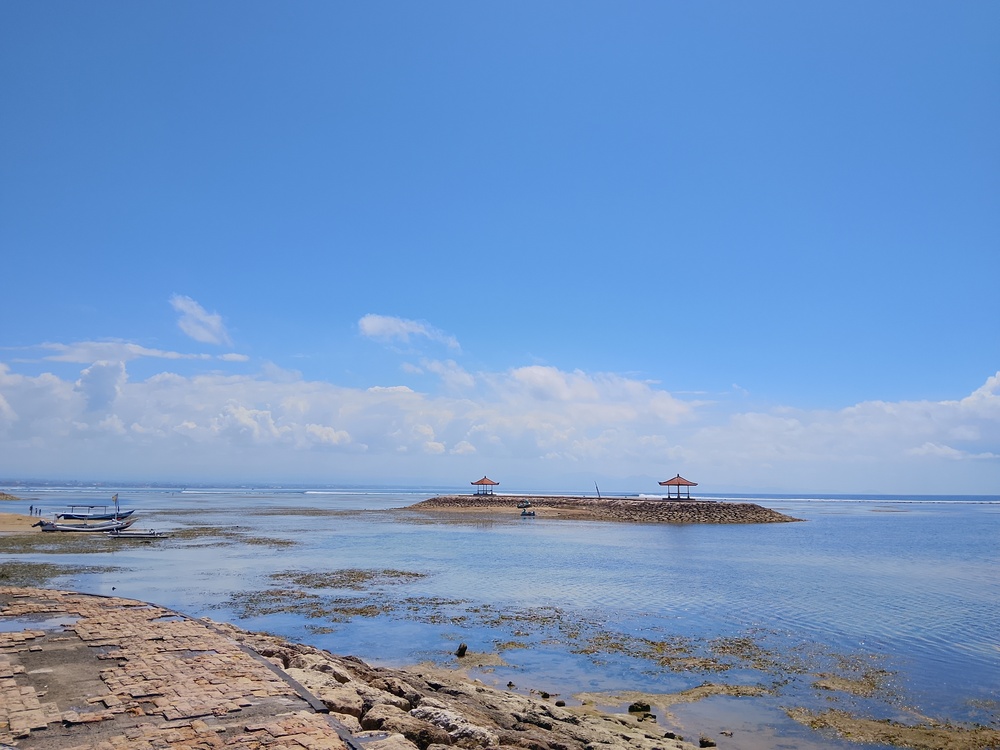 Traditional jukung boats on the beach in Sanur in Bali