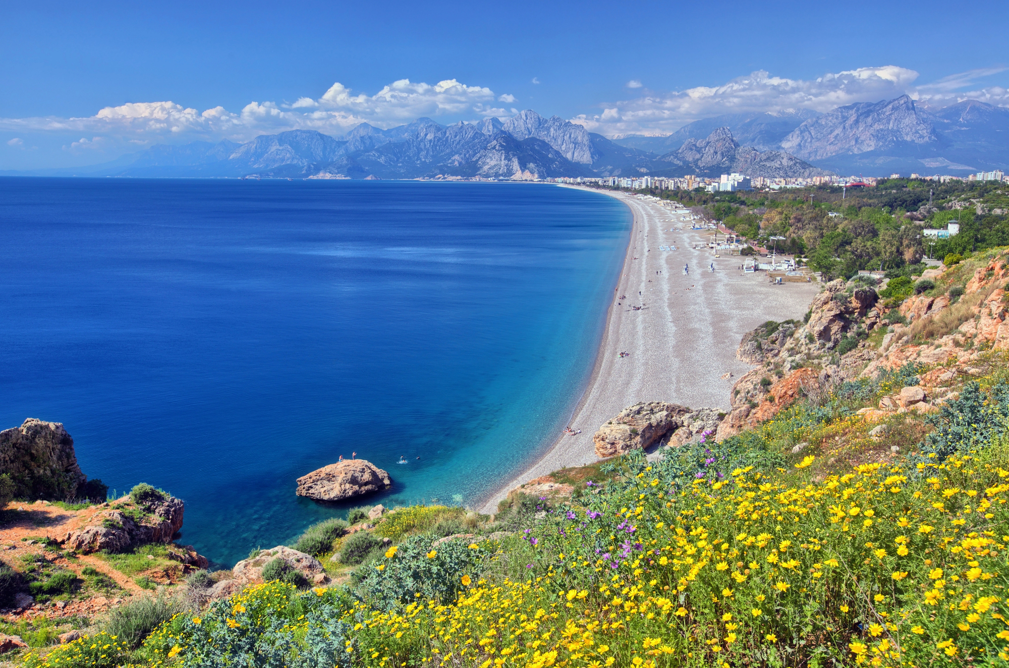 Konyaaltı Beach in Antalya by the Mediterranean