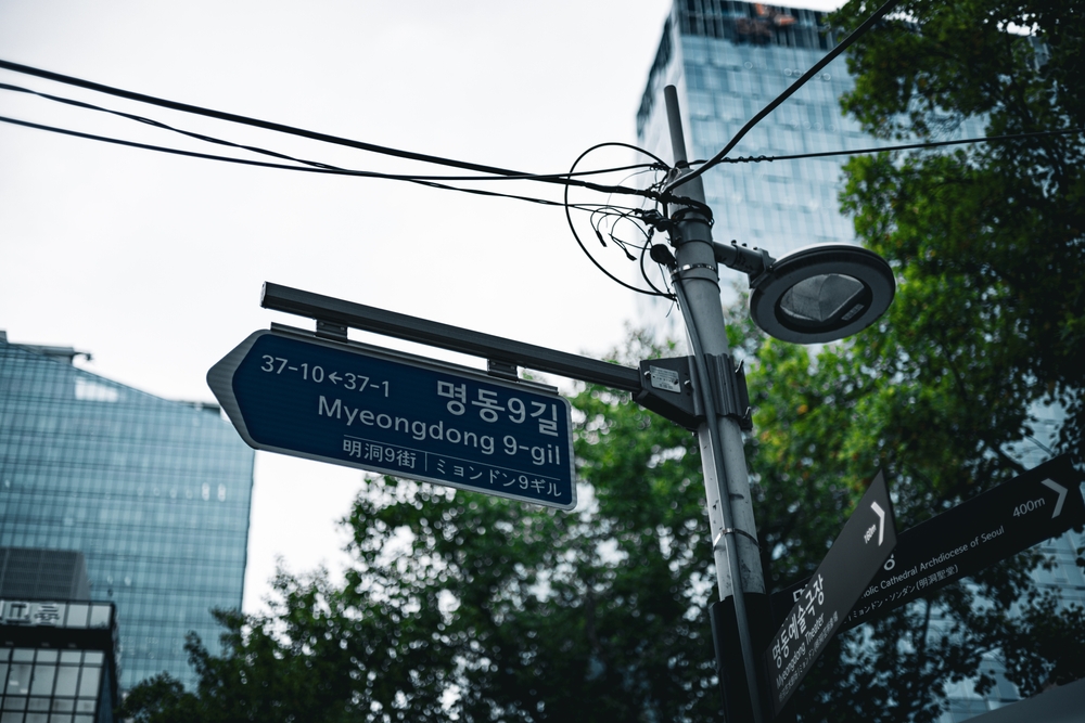 The Myeongdong shopping district in Seoul