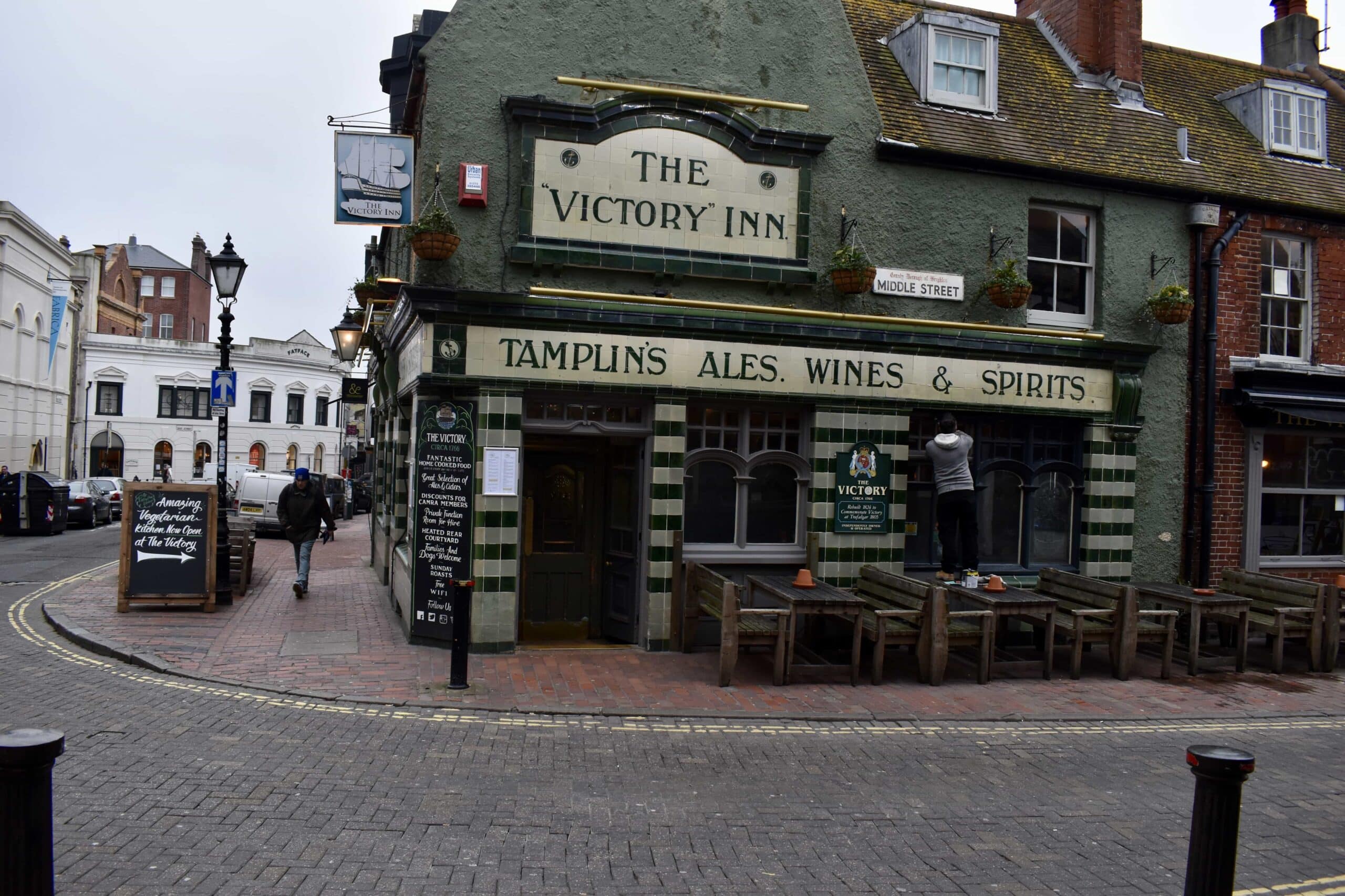 Narrow lanes with shops in The Lanes in Brighton