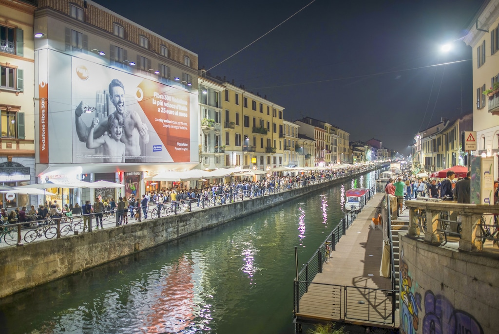 The Navigli canal district in Milan