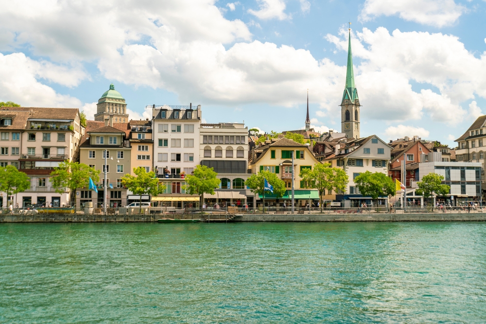 Niederdorf seen from the River Limmat in Zurich