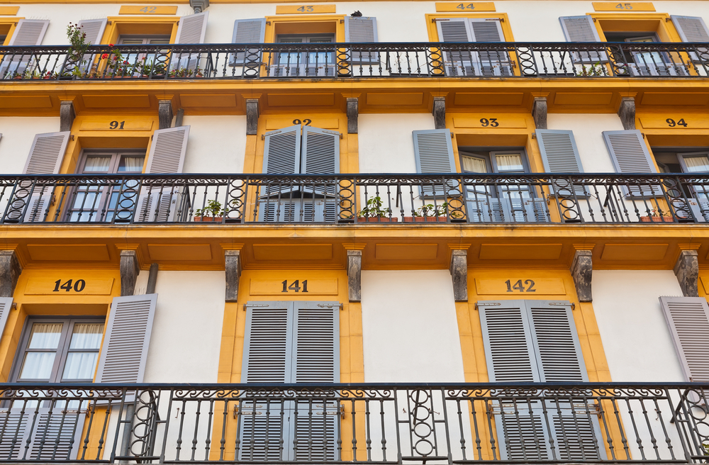 Numbered balconies on Plaza de la Constitución in San Sebastian