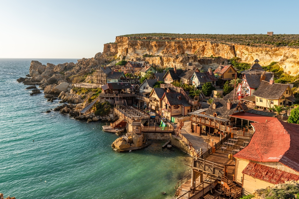 Popeye Village at Anchor Bay in Mellieħa in Malta