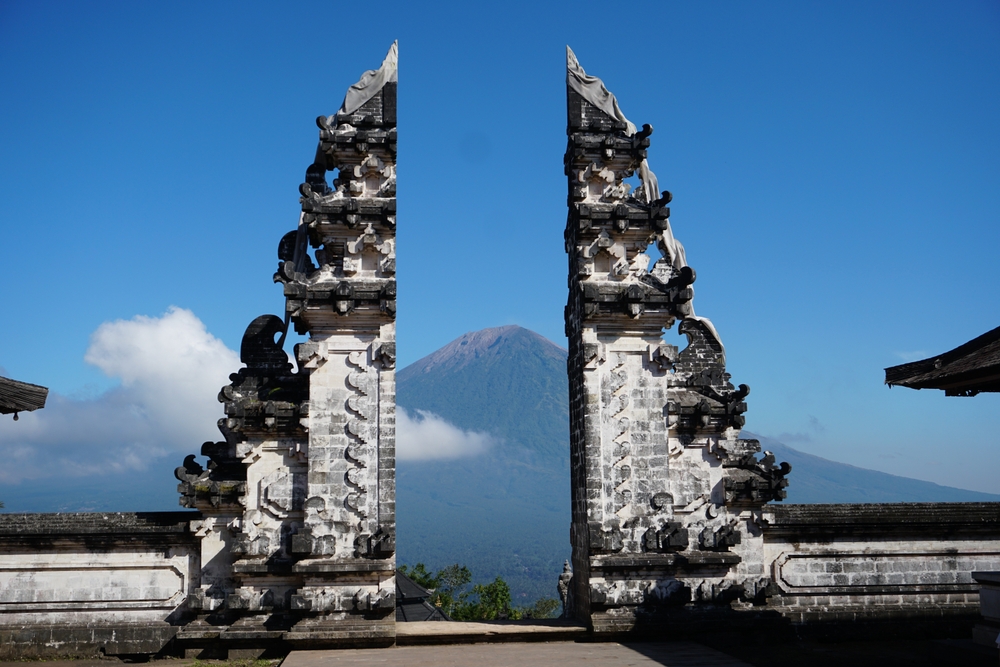 Pura Lempuyang’s temple gate with Mount Agung in the background