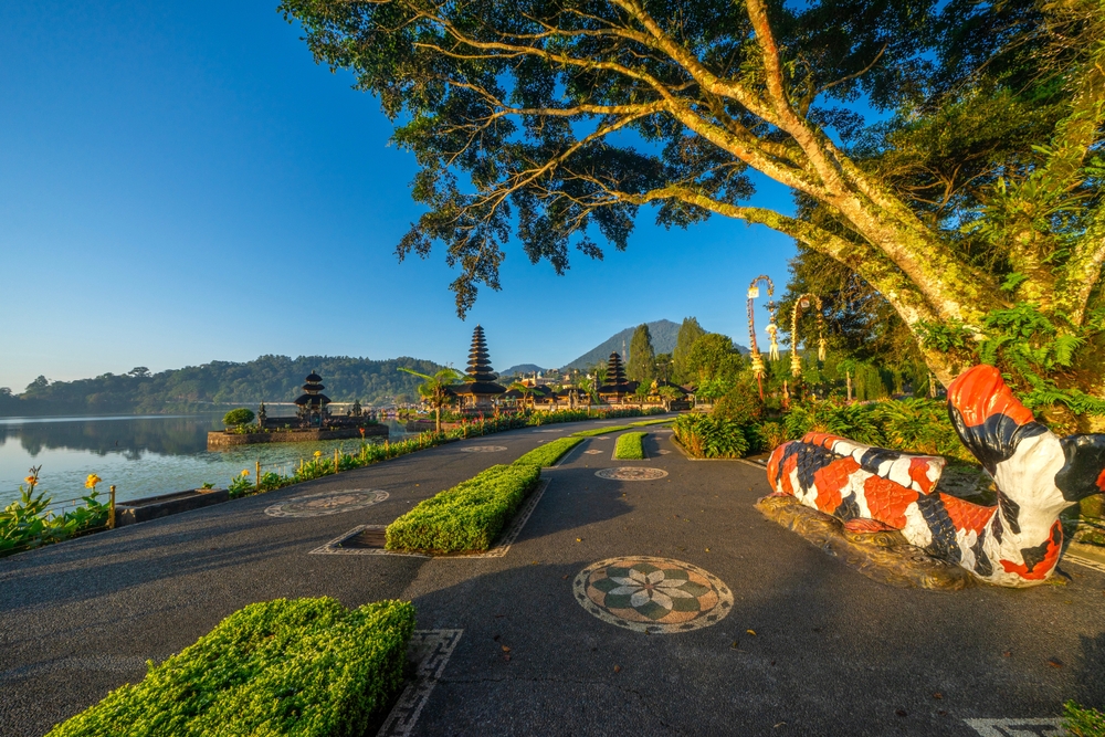 Pura Ulun Danu Beratan near Bedugul in the morning