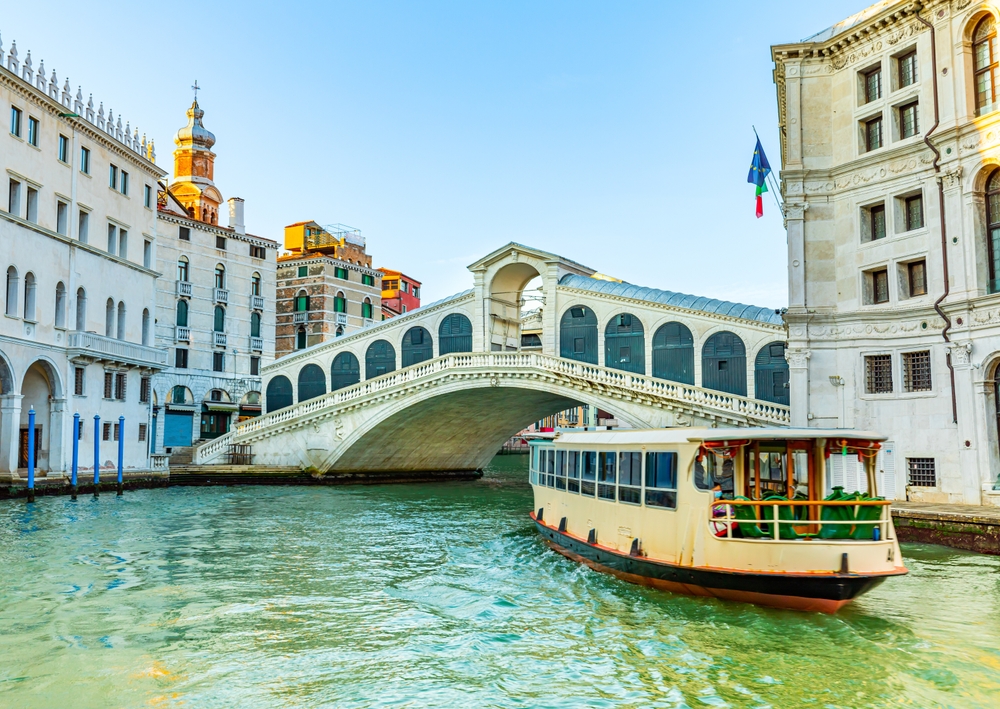 Rialto Bridge and a vaporetto in Venice