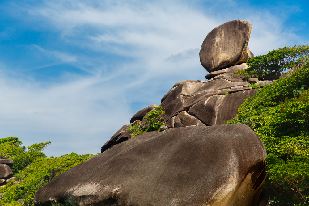 Sail Rock and the clear water at Koh Similan in the Similan Islands