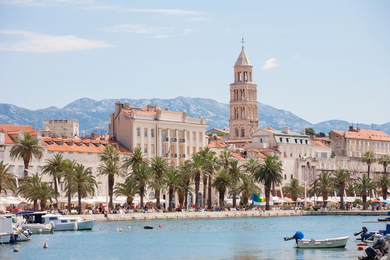 Split seen from the sea with Diocletian's Palace and the cathedral
