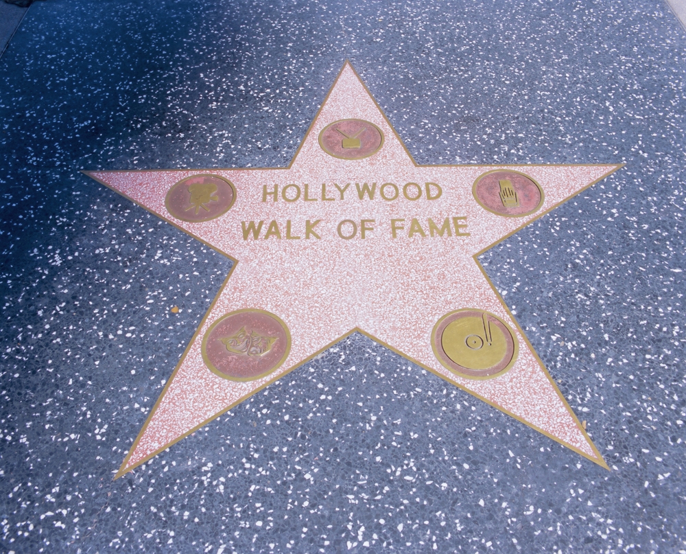 Stars on the Hollywood Walk of Fame on Hollywood Boulevard in Los Angeles