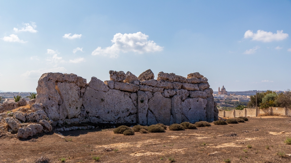 Stone blocks in the Ġgantija temple in Xagħra on Gozo