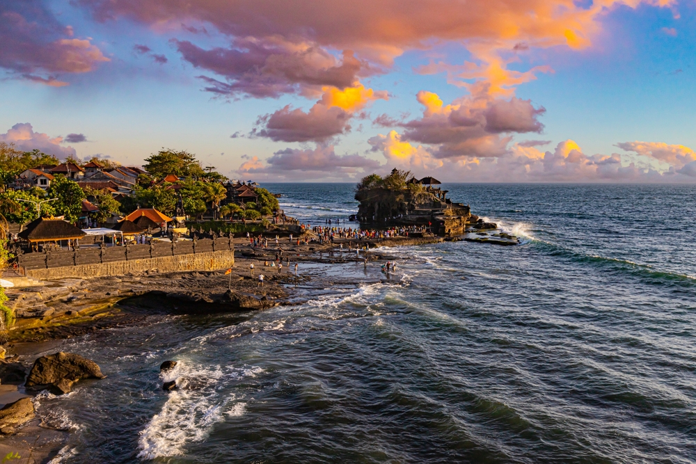 Tanah Lot temple in Bali at sunset