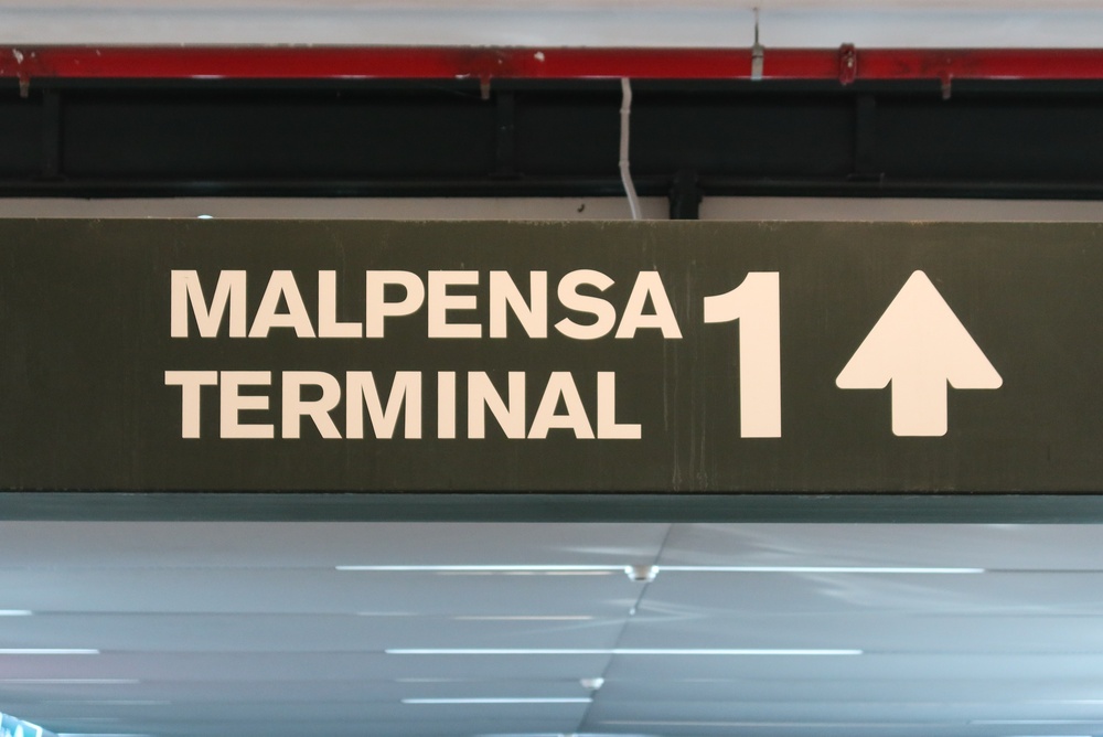 Terminal 1 sign at Milan Malpensa Airport