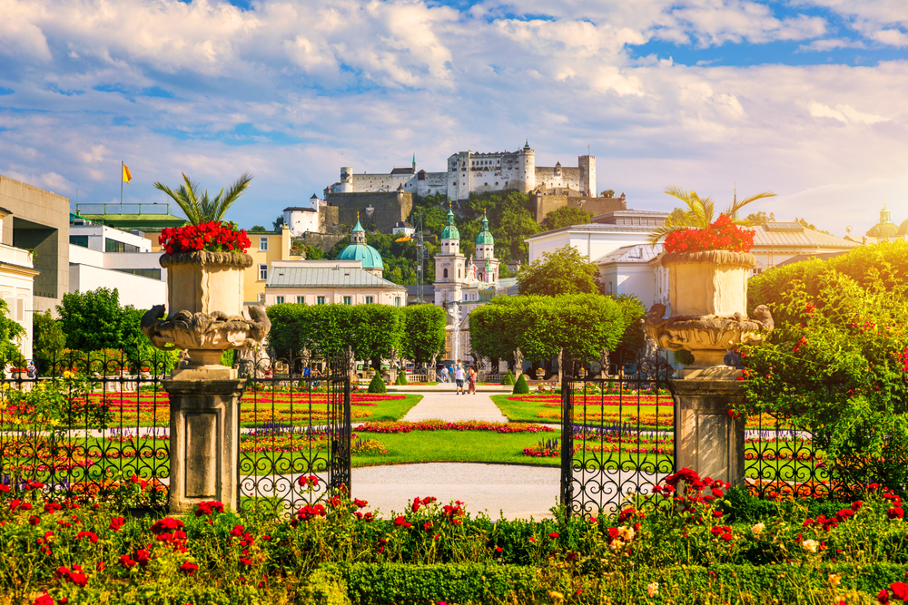 Where to Stay in Salzburg? The 5 Best Areas & Places to Stay 9 The Mirabell Gardens in Salzburg with Hohensalzburg Fortress in the background