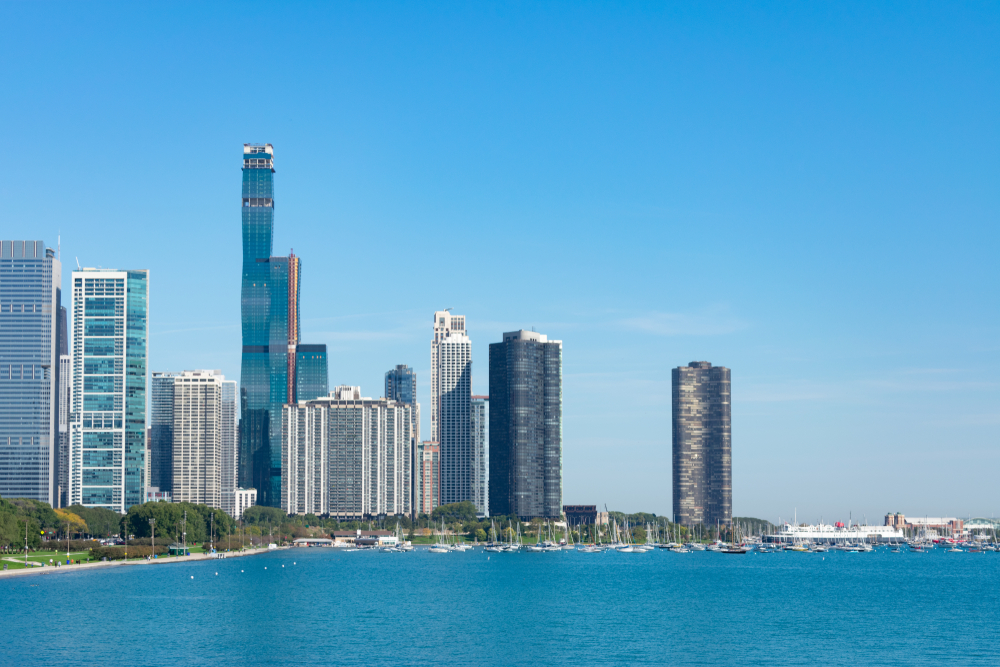 The Streeterville skyline by Lake Michigan in Chicago