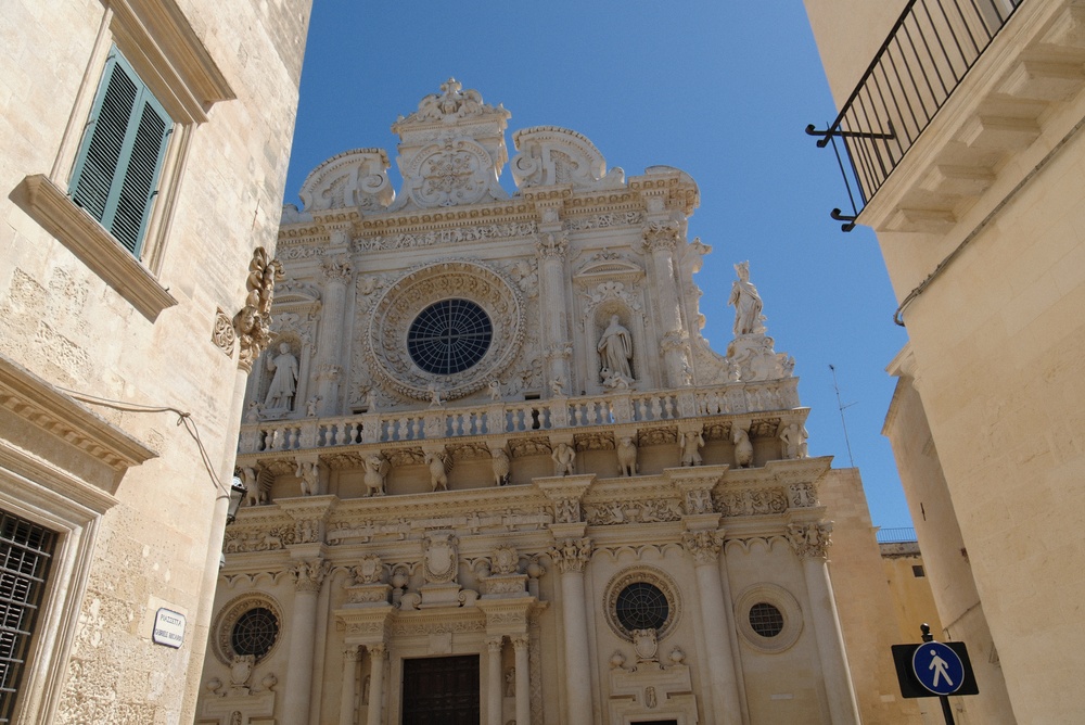 The baroque facade of the Basilica di Santa Croce in Lecce
