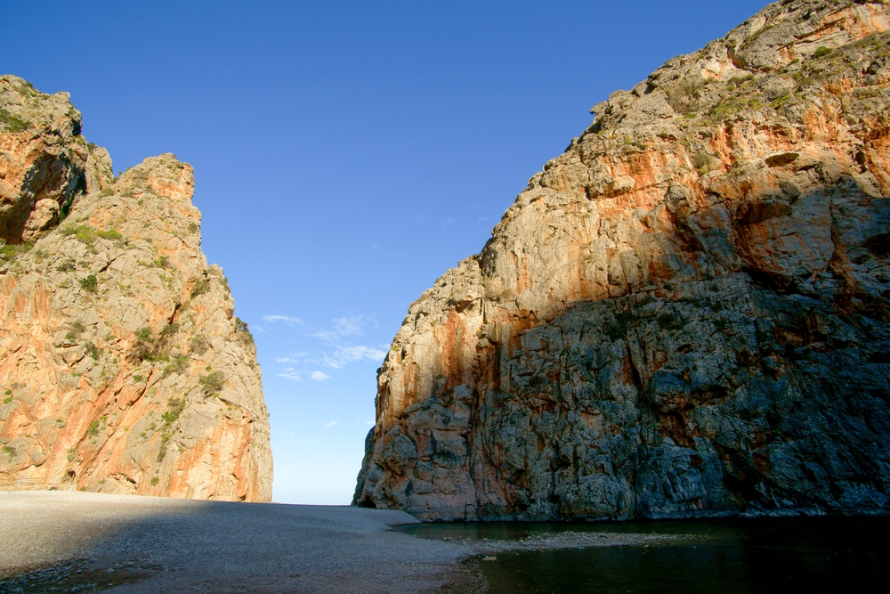 The beach at Torrent de Pareis in Sa Calobra in Mallorca