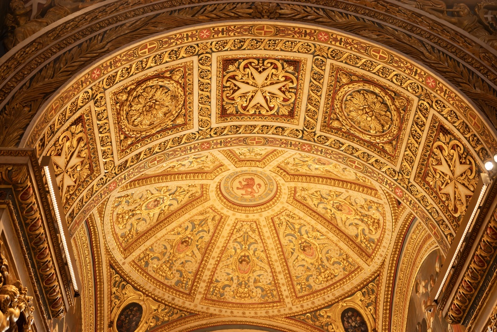 The gilded interior of St. John's Co-Cathedral in Valletta