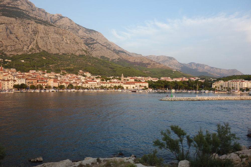 The harbour in Makarska with the Biokovo massif in the background