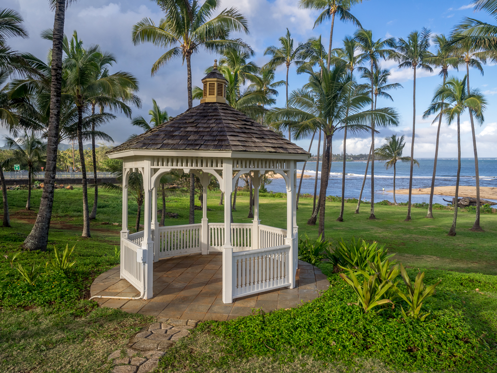 The old pier by the coastal path in Kapa'a on Kauai