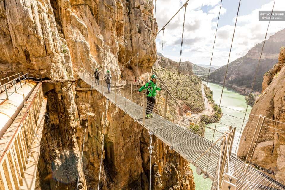 The walkways of the Caminito del Rey in the Desfiladero de los Gaitanes gorge