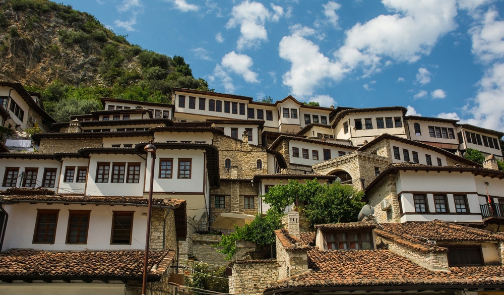 The white Ottoman houses in the Mangalem quarter of Berat