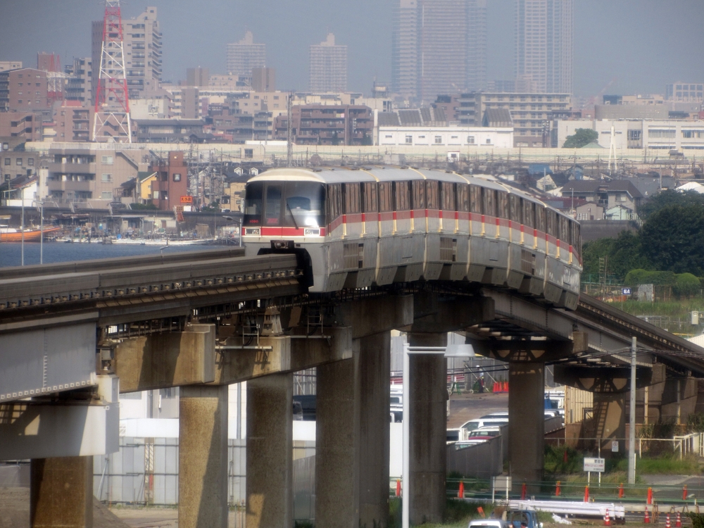 Tokyo Monorail on its way between Haneda Airport and central Tokyo