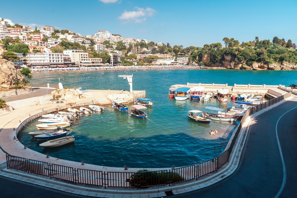 The Old Town and beach in Ulcinj