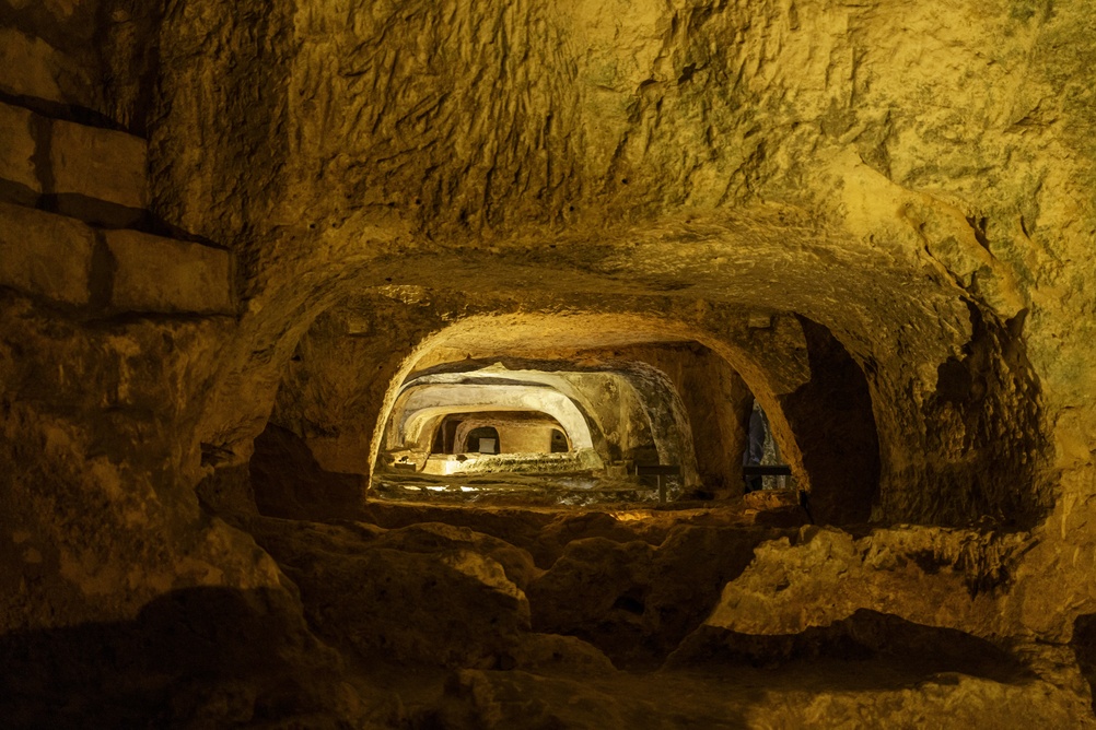 Underground tombs in St. Paul's Catacombs in Rabat in Malta