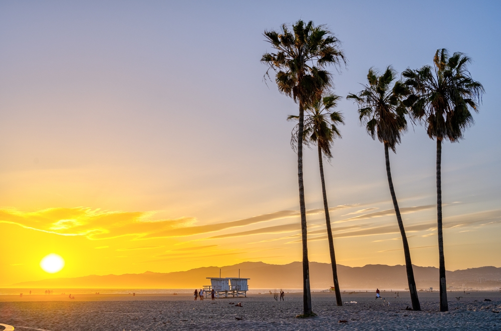 Venice Beach in Los Angeles just before sunset