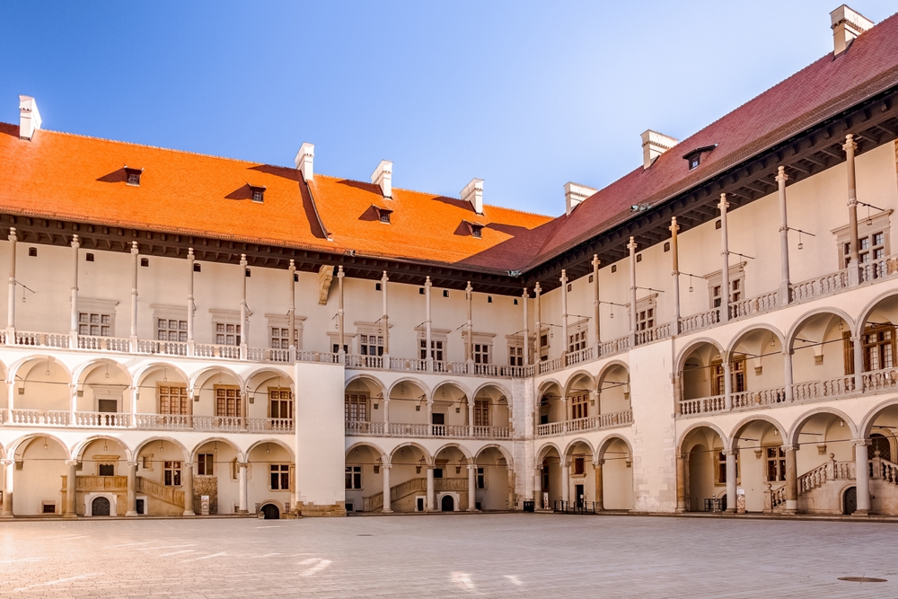 The arcaded courtyard of Wawel Castle in Krakow