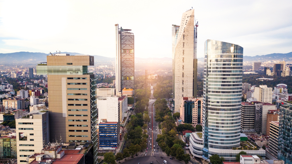 Aerial view of Paseo de la Reforma in Mexico City