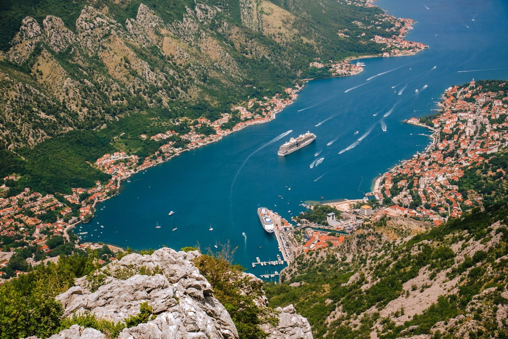 View of the Bay of Kotor from the mountain road between Kotor and Lovćen